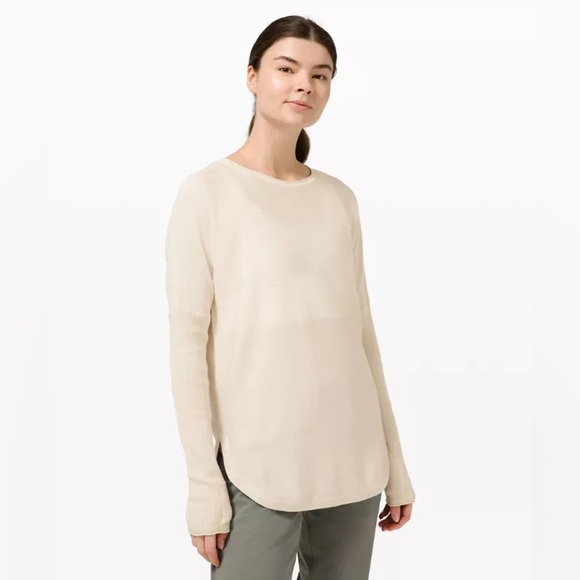 Lululemon Take It All In Women's Cream Long Sleeve Knit Top Size 4 - Picture 1 of 10